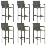 NNEVL 7 Piece Outdoor Bar Set with Armrest Poly Rattan Grey