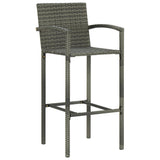 NNEVL 7 Piece Outdoor Bar Set with Armrest Poly Rattan Grey