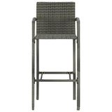 NNEVL 7 Piece Outdoor Bar Set with Armrest Poly Rattan Grey