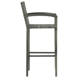 NNEVL 7 Piece Outdoor Bar Set with Armrest Poly Rattan Grey