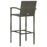 NNEVL 7 Piece Outdoor Bar Set with Armrest Poly Rattan Grey