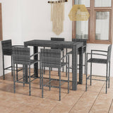 NNEVL 7 Piece Outdoor Bar Set with Armrest Poly Rattan Grey