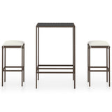 NNEVL 3 Piece Garden Bar Set with Cushions Poly Rattan Brown