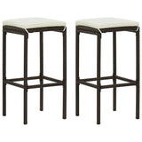 NNEVL 3 Piece Garden Bar Set with Cushions Poly Rattan Brown