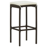NNEVL 3 Piece Garden Bar Set with Cushions Poly Rattan Brown