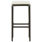 NNEVL 3 Piece Garden Bar Set with Cushions Poly Rattan Brown