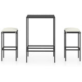 NNEVL 3 Piece Garden Bar Set with Cushions Poly Rattan Black