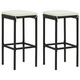 NNEVL 3 Piece Garden Bar Set with Cushions Poly Rattan Black