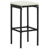 NNEVL 3 Piece Garden Bar Set with Cushions Poly Rattan Black