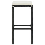 NNEVL 3 Piece Garden Bar Set with Cushions Poly Rattan Black