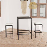 NNEVL 3 Piece Garden Bar Set with Cushions Poly Rattan Black