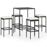NNEVL 5 Piece Garden Bar Set with Cushions Poly Rattan Black