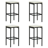 NNEVL 5 Piece Garden Bar Set with Cushions Poly Rattan Black