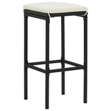NNEVL 5 Piece Garden Bar Set with Cushions Poly Rattan Black