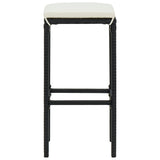 NNEVL 5 Piece Garden Bar Set with Cushions Poly Rattan Black