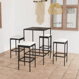 NNEVL 5 Piece Garden Bar Set with Cushions Poly Rattan Black