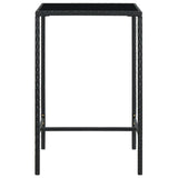 NNEVL 3 Piece Garden Bar Set with Cushions Poly Rattan Black