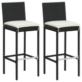 NNEVL 3 Piece Garden Bar Set with Cushions Poly Rattan Black