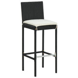 NNEVL 3 Piece Garden Bar Set with Cushions Poly Rattan Black