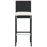 NNEVL 3 Piece Garden Bar Set with Cushions Poly Rattan Black