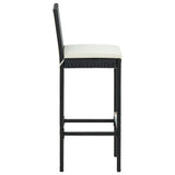 NNEVL 3 Piece Garden Bar Set with Cushions Poly Rattan Black