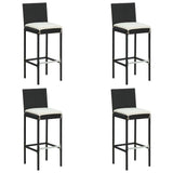 NNEVL 5 Piece Garden Bar Set with Cushions Poly Rattan Black