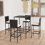 NNEVL 5 Piece Garden Bar Set with Cushions Poly Rattan Black