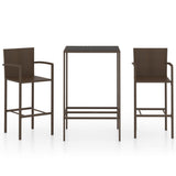 NNEVL 3 Piece Garden Bar Set Poly Rattan Brown