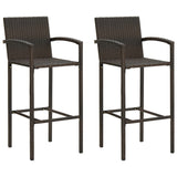 NNEVL 3 Piece Garden Bar Set Poly Rattan Brown