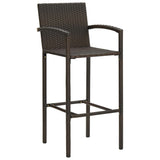 NNEVL 3 Piece Garden Bar Set Poly Rattan Brown