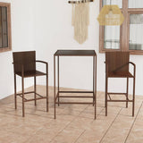 NNEVL 3 Piece Garden Bar Set Poly Rattan Brown