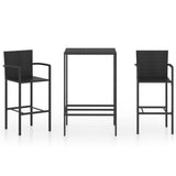 NNEVL 3 Piece Garden Bar Set Poly Rattan Black