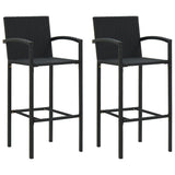 NNEVL 3 Piece Garden Bar Set Poly Rattan Black