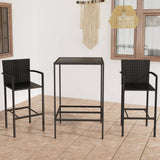 NNEVL 3 Piece Garden Bar Set Poly Rattan Black