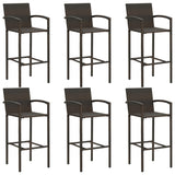 NNEVL 7 Piece Garden Bar Set Poly Rattan Brown
