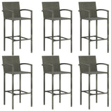 NNEVL 7 Piece Garden Bar Set Poly Rattan Grey