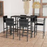 NNEVL 7 Piece Garden Bar Set Poly Rattan Grey