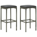NNEVL 3 Piece Garden Bar Set with Cushions Poly Rattan Grey
