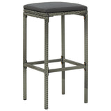NNEVL 3 Piece Garden Bar Set with Cushions Poly Rattan Grey