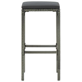 NNEVL 3 Piece Garden Bar Set with Cushions Poly Rattan Grey