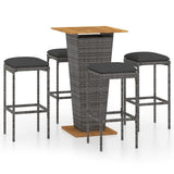 NNEVL 5 Piece Garden Bar Set with Cushions Poly Rattan Grey