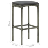 NNEVL 5 Piece Garden Bar Set with Cushions Poly Rattan Grey