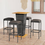 NNEVL 5 Piece Garden Bar Set with Cushions Poly Rattan Grey