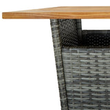 NNEVL 3 Piece Garden Bar Set with Cushions Poly Rattan Grey