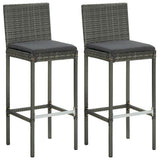 NNEVL 3 Piece Garden Bar Set with Cushions Poly Rattan Grey