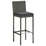 NNEVL 3 Piece Garden Bar Set with Cushions Poly Rattan Grey