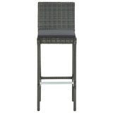 NNEVL 3 Piece Garden Bar Set with Cushions Poly Rattan Grey