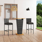 NNEVL 3 Piece Garden Bar Set with Cushions Poly Rattan Grey