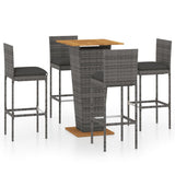 NNEVL 5 Piece Garden Bar Set with Cushions Poly Rattan Grey
