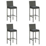 NNEVL 5 Piece Garden Bar Set with Cushions Poly Rattan Grey